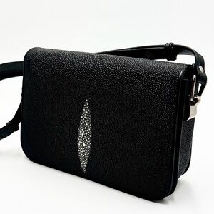 Genuine Stingray Shagreen Skin Leather Shoulder or Cross Body Bag Purse EUC